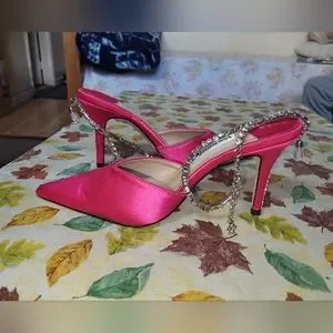 Vertundy Women's Stiletto Slingback Heels - 3.54 Inch Closed Pointed Toe Party Pumps With Adjustable Strap - View #10